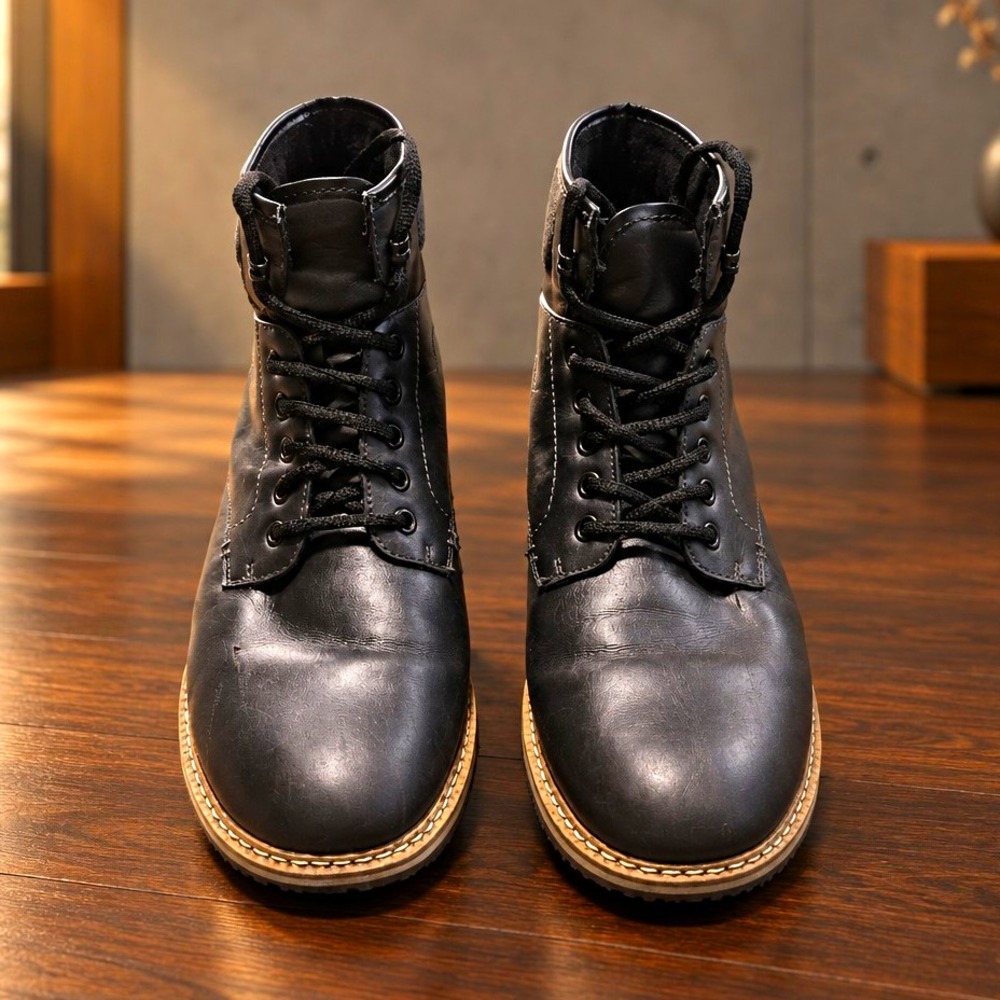 Kemper Men's Black Lace Up Ankle Combat Boots Round Toe Synthetic Upper 9
